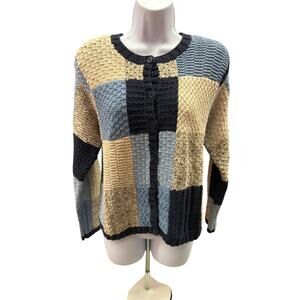 Vintage Paul Harris Design women L Colorblock button down Cardigan
